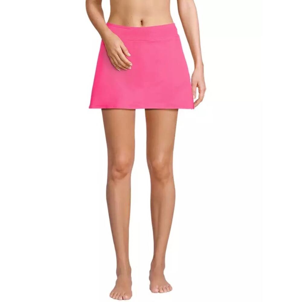 Lands' End New Chlorine Resistant Swim Skirt 13 inch Bottoms Hot Pink size 10